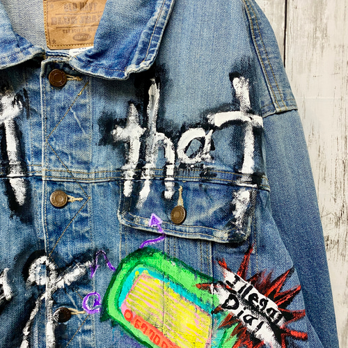 リメイク ペイント デニム ジャケット 手描き 古着 ジャケット