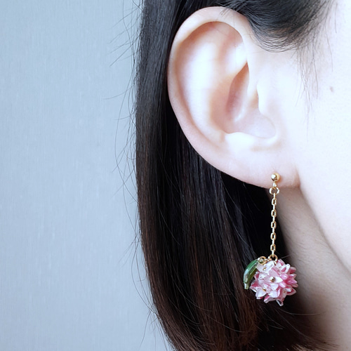 春】沈丁花(ジンチョウゲ)のチェーンピアス（イヤリング) ピアス