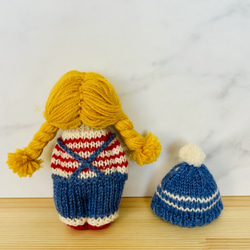 みつ編みの女の子　ぼうぐるみ　あみぐるみ　スウェーデン編み人形　スウェーデンドール 5枚目の画像