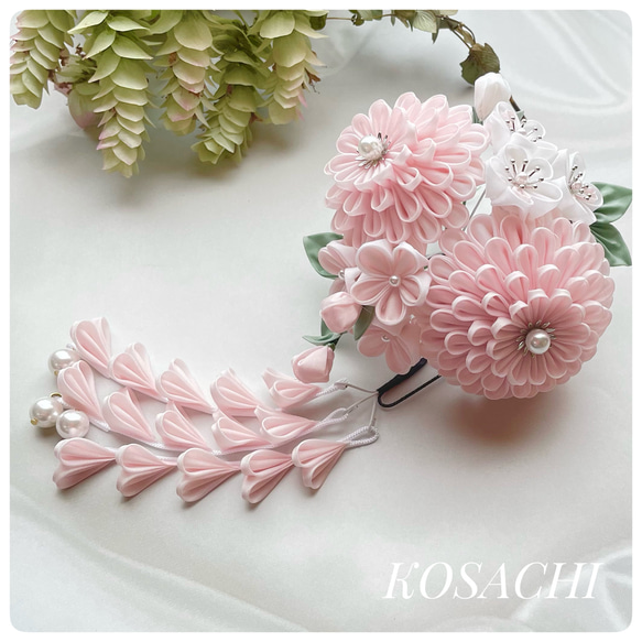 つまみ細工髪飾り ピンク×白 （桜花びら） コーム KOSACHI 通販 