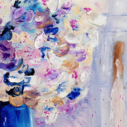 華やか 花瓶の花束と女性のシルエット 油絵風 インテリアポスター 海外アート / 5320 8枚目の画像