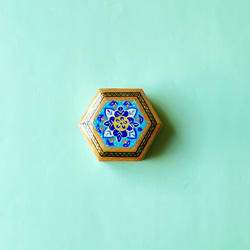 ペルシャの象嵌細工（寄木細工）小箱　六角形【ハータムカーリー163】 1枚目の画像