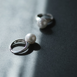 大珍珠戒指耳環 銀 925 第4張的照片