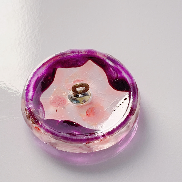 チェコガラスボタン　桔梗　紫/ピンク/赤/ゴールド　27mm 4枚目の画像