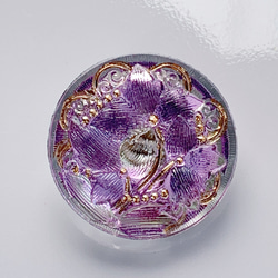 チェコガラスボタン トカゲ 青紫/ゴールド 27mm ボタン kopec 通販