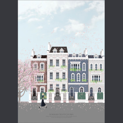 【四季の街　春】インテリア アートポスター 春色 桜 街並み  Étape70 5枚目の画像