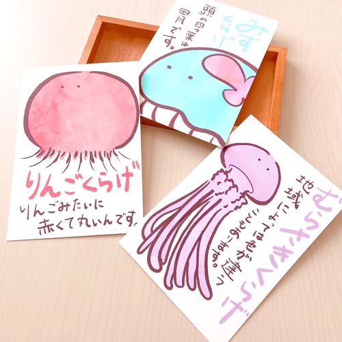 ゆるかわいいクラゲのイラスト！】ポストカード3枚セット ポストカード