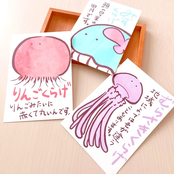 【ゆるかわいいクラゲのイラスト！】ポストカード3枚セット 9枚目の画像