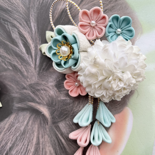 水色　青　髪飾り　ヘアクリップ 七五三　袴　卒園式　卒業式　結婚式　発表会　和 水色 青 髪飾り ヘアクリップ 七五三 袴 卒園式 卒業式 結婚式 発表