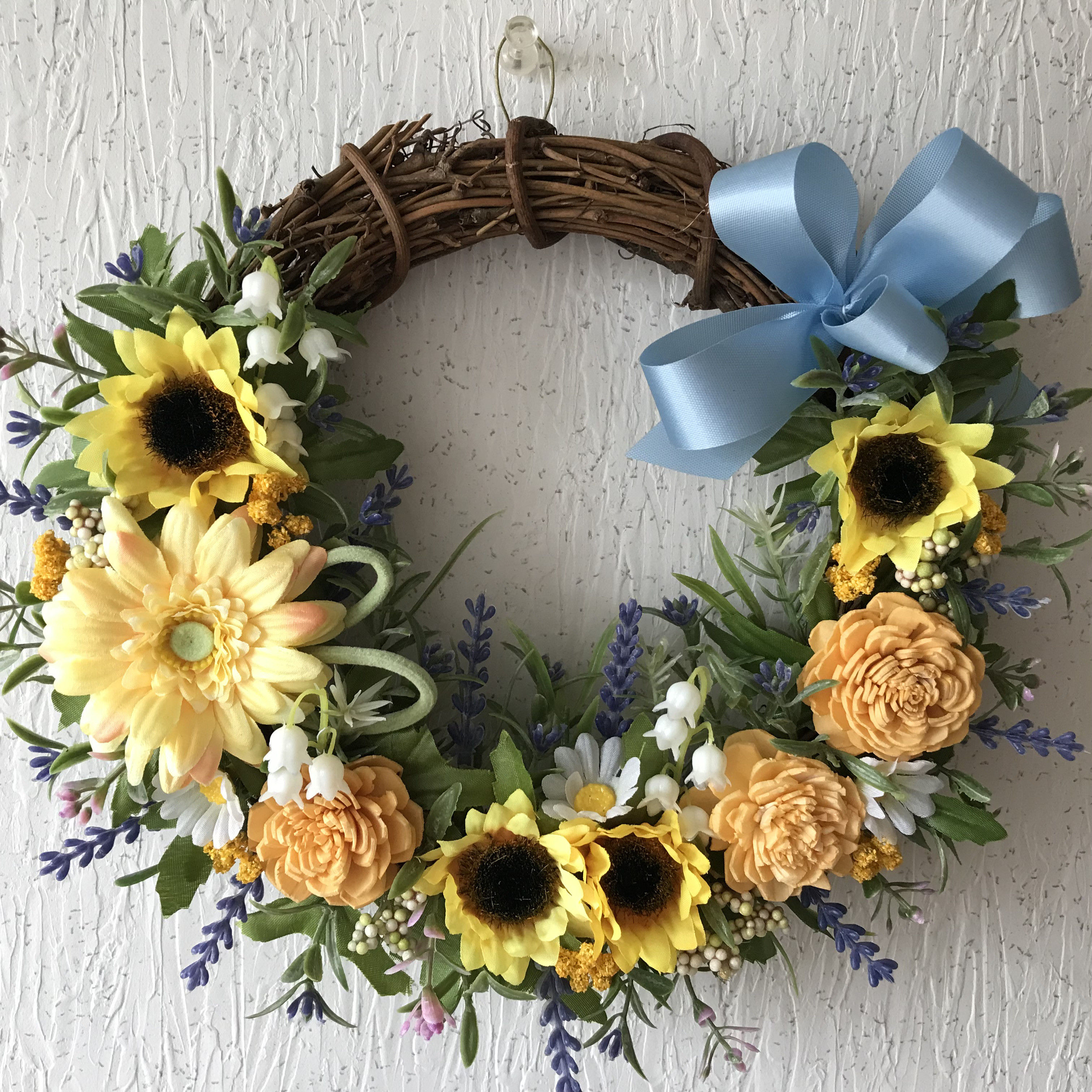 《再販》向日葵とラベンダータップリのハーフムーンリース（残すところ1点のみ）