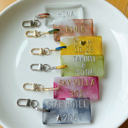 文字入れ＊大ぶりレジンキーホルダー＊秋色 キーホルダー hahifu