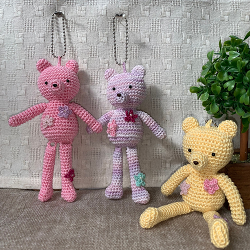 編みぐるみ くまのチャーム（ミントグリーン） あみぐるみ Knit＊Jyona