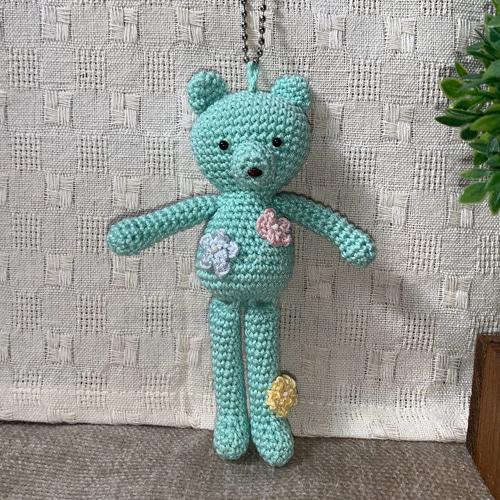 編みぐるみ くまのチャーム（ミントグリーン） あみぐるみ Knit＊Jyona