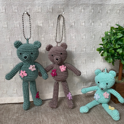 編みぐるみ くまのチャーム（ミントグリーン） あみぐるみ Knit＊Jyona