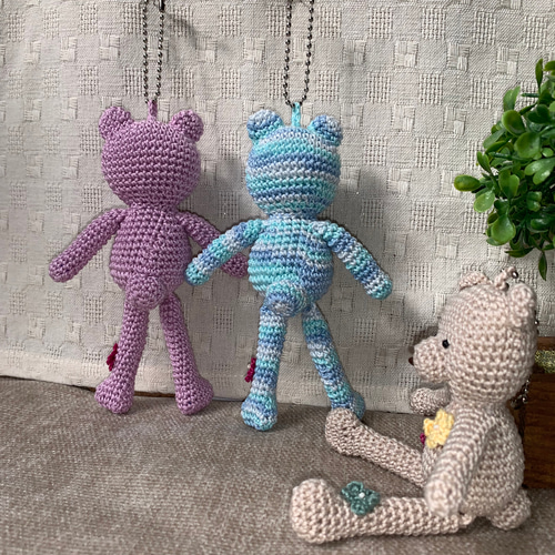 編みぐるみ くまのチャーム（ピンク） あみぐるみ Knit＊Jyona