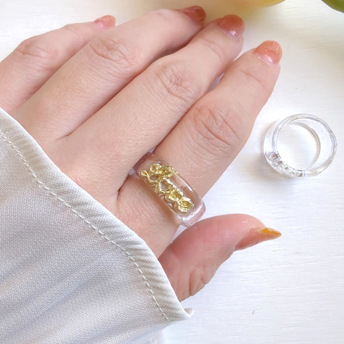 選べる】♡ Love ♡ すっきりシンプルなレジンリング ゴールド