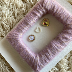 みことば入れます✨毛糸とキラキラなミニカード立て　ピンク 7枚目の画像