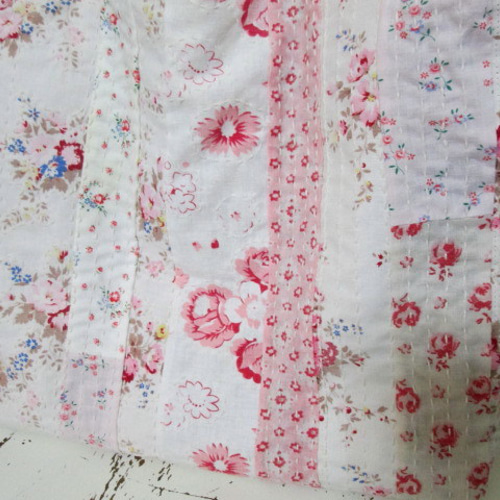 Sac fleurs フランスアンティーク花柄コットン ランダムパッチワーク 