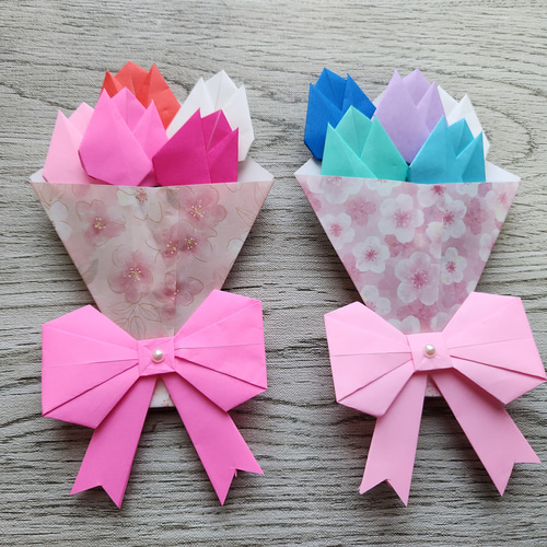 折り紙 チューリップ花束 桜柄】卒園 卒業 プレゼント 雑貨