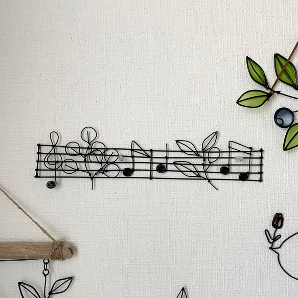 草花と音符の楽譜　ワイヤークラフト 4枚目の画像