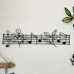 草花と音符の楽譜　ワイヤークラフト 3枚目の画像