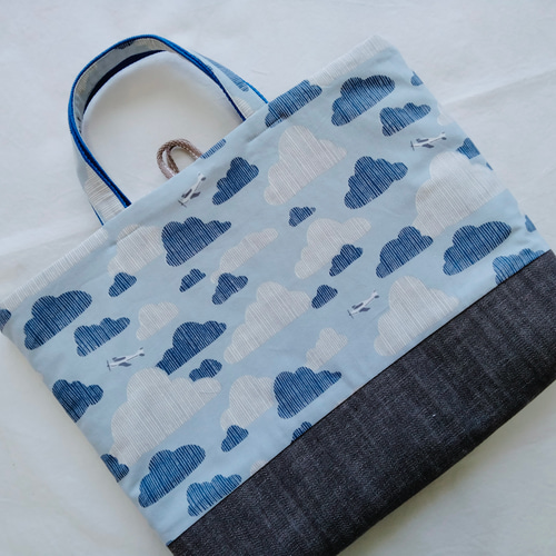 雲と飛行機 ＊ 大きめレッスンバッグ 3点セット / デコレクションズ