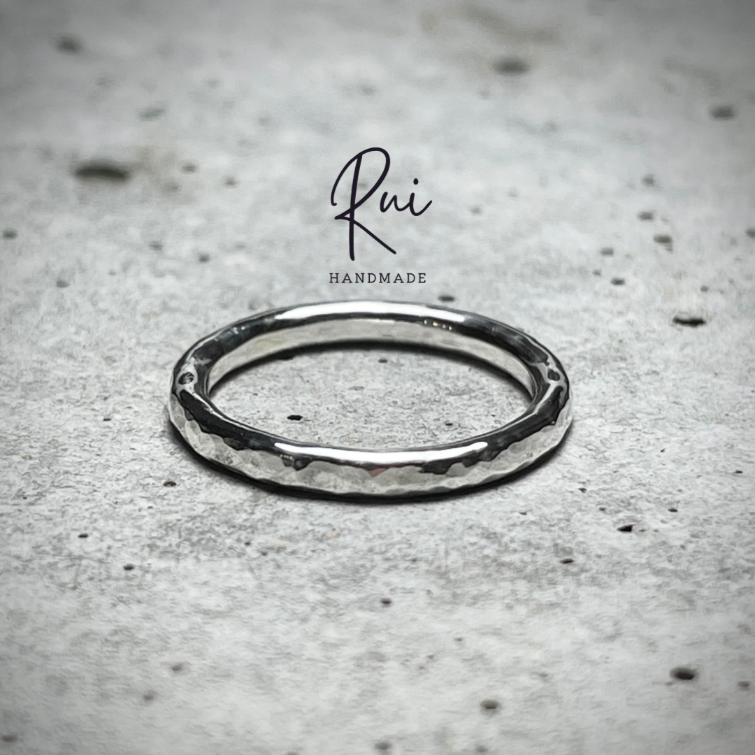 サイズオーダー シルバー950 槌目リング　φ2mm シンプル