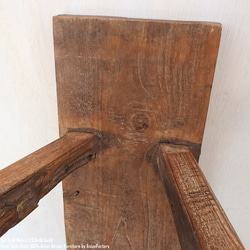 一点物 オールドチーク無垢材 ベンチ 123.5cm 木製 スツール 木 総無垢材 一枚板 アジアン家具 長椅子 北欧 14枚目の画像