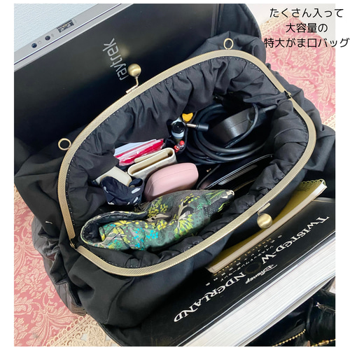 ハンドメイド　大きなリボン　キルトレザー　がま口バッグ　あおり　リュック ハンドメイド大きなリボンキルトレザーがま口バッグあおりリュック
