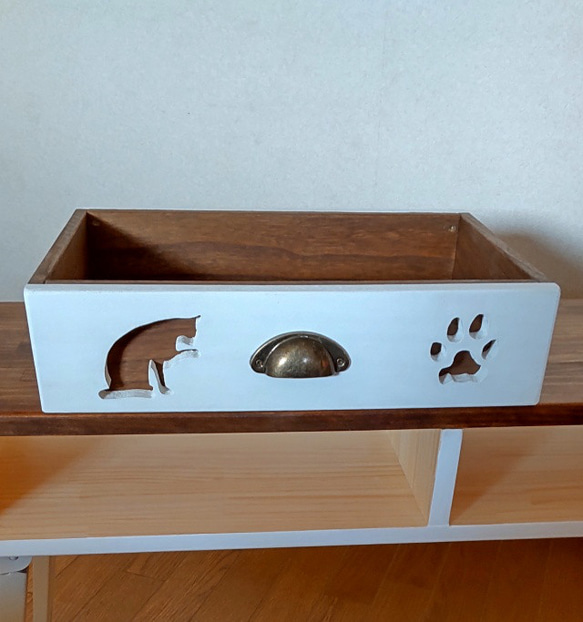 ＊くつろぎ猫の引き出しＢＯＸ付き＊フォールディング・ローテーブル 6枚目の画像