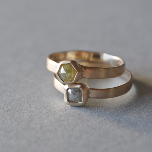 K10】Natural Diamond ring Square ナチュラルダイヤモンド リング 