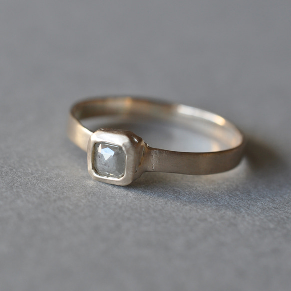 【K10】Natural Diamond ring  Square　ナチュラルダイヤモンド リング 2枚目の画像