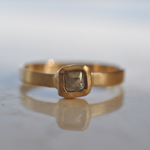 【K10】Natural Diamond ring  Square　ナチュラルダイヤモンド リング 5枚目の画像