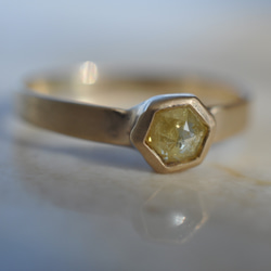 【K10】Natural Diamond ring  hexagon　ナチュラルダイヤモンド リング 6枚目の画像