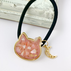 ねこちゃん♡レジンヘアゴム ネジと時間の世界 黒の大人レジン
