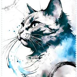水墨画『青い目の猫』 数量限定】水墨画テイストがかっこいい猫のメガネ拭き メガネ Cala*la