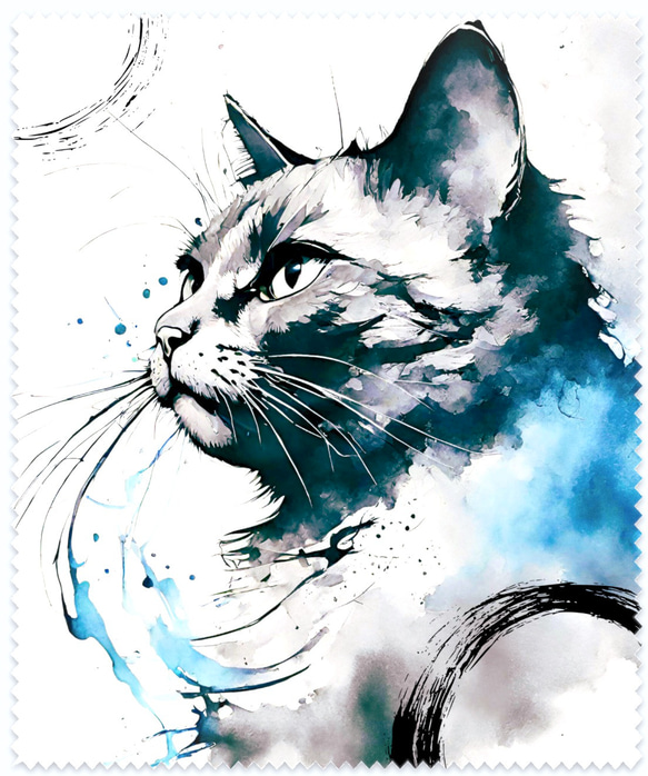 数量限定】水墨画テイストがかっこいい猫のメガネ拭き メガネ
