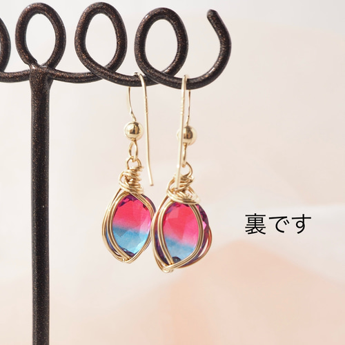 天然石　スフェーン　ピアス　ワイヤーラッピング　14kgf 天然石 スフェーン ピアス ワイヤーラッピング 14kgf - メルカリ