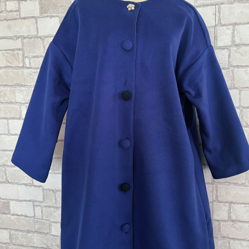 イタリア製ヴァージンウール混コート(ロイヤルブルー) コート mes