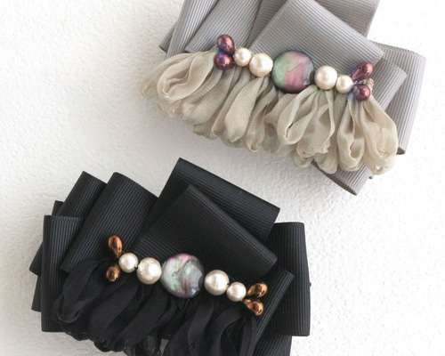 みい様　ヘアバレッタ　ベネチアグラス+黒アンティーク調 みい様 ヘアバレッタ ベネチアグラス+黒アンティーク調 みい様