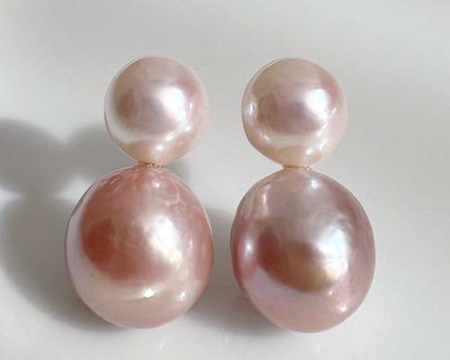 ピンク系アコヤ真珠スタッドピアス あこや 本真珠 7.5mm珠 スタッド