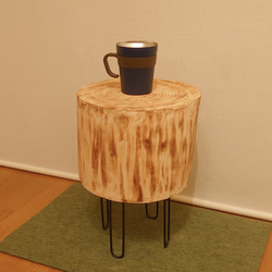 焼きひのきサイドテーブル・アイアンレッグ・無垢無塗装・オーガニック 5枚目の画像