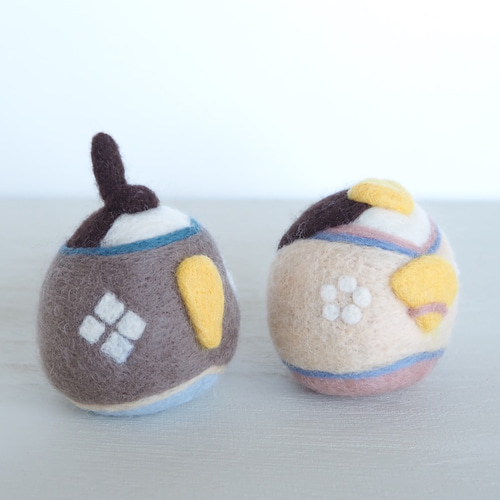 受注制作】羊毛フェルト ナチュラルカラー おひなさま お雛様 ひな人形