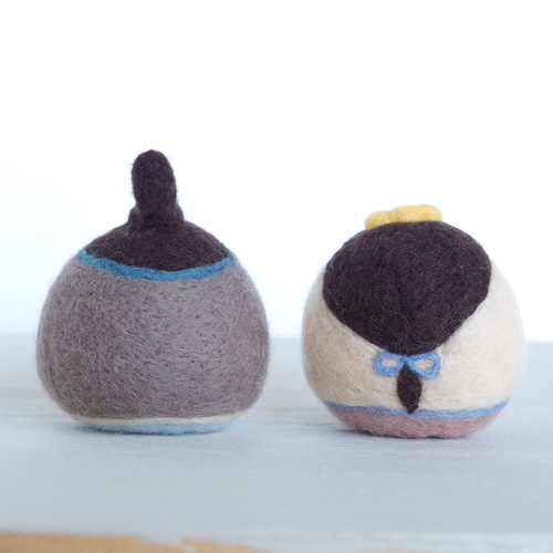 受注制作】羊毛フェルト ナチュラルカラー おひなさま お雛様 ひな人形