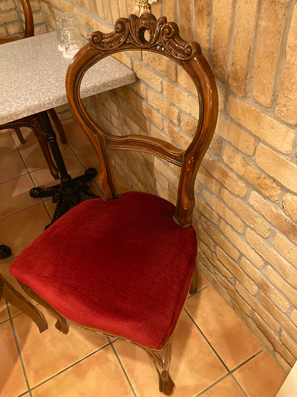 rococo wine red balloon  back chair 1脚 15枚目の画像