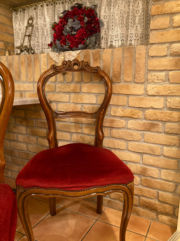 rococo wine red balloon  back chair 1脚 9枚目の画像