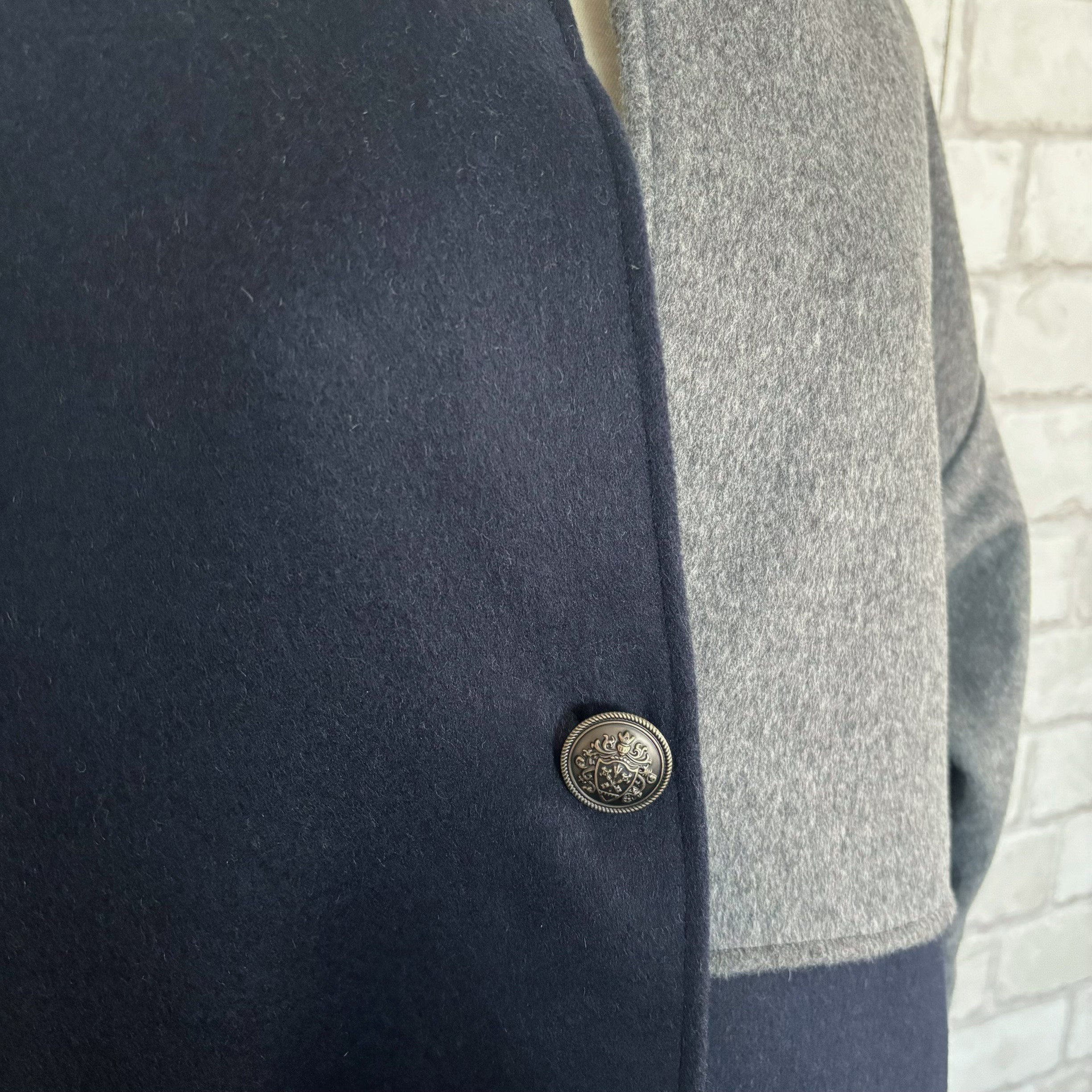 上質ウールビーバーコート…(ネイビー×グレー)