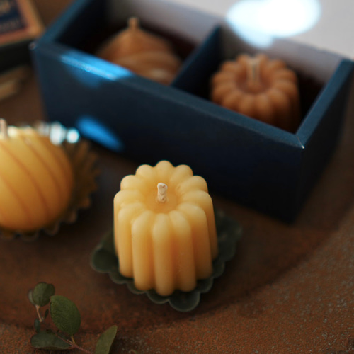 展示のみ-蜜蝋ミニカヌレキャンドルセット3点セット 売り切れのため