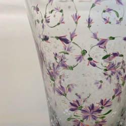 再々販！！ヤグルマ菊とレースのビールグラス・紫 4枚目の画像