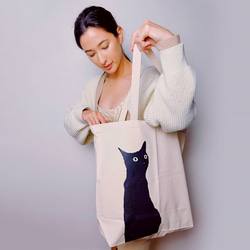 猫柄 トートバッグ 新学期 マザーズバッグ キャンパス生地 1枚目の画像